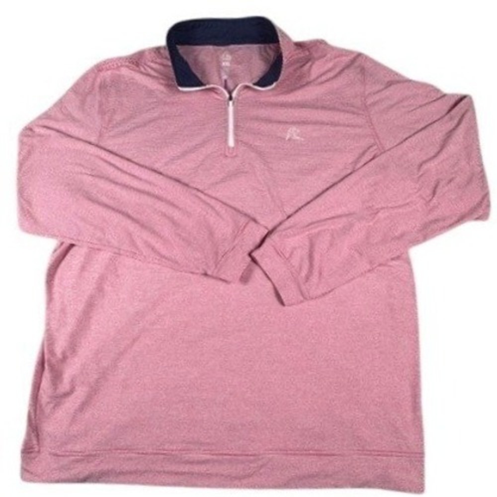 Rhoback Pullover Mens XXL Performance Quarter Zip Striped Pink Activewear Top